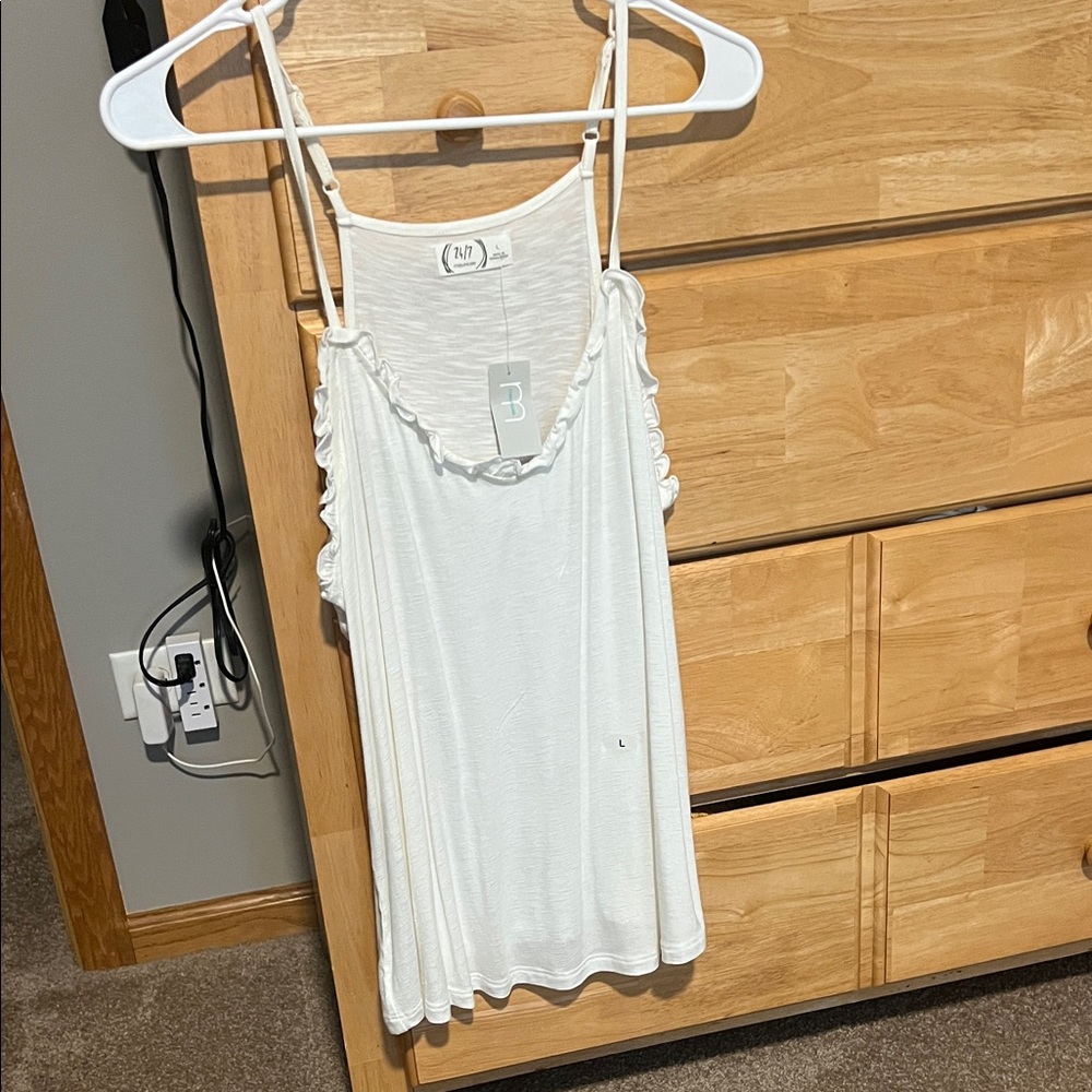 Maurices White Ruffled Tank Top